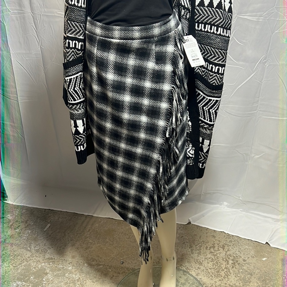 Time and Tru Women’s Fringed Faux Wrap Skirt